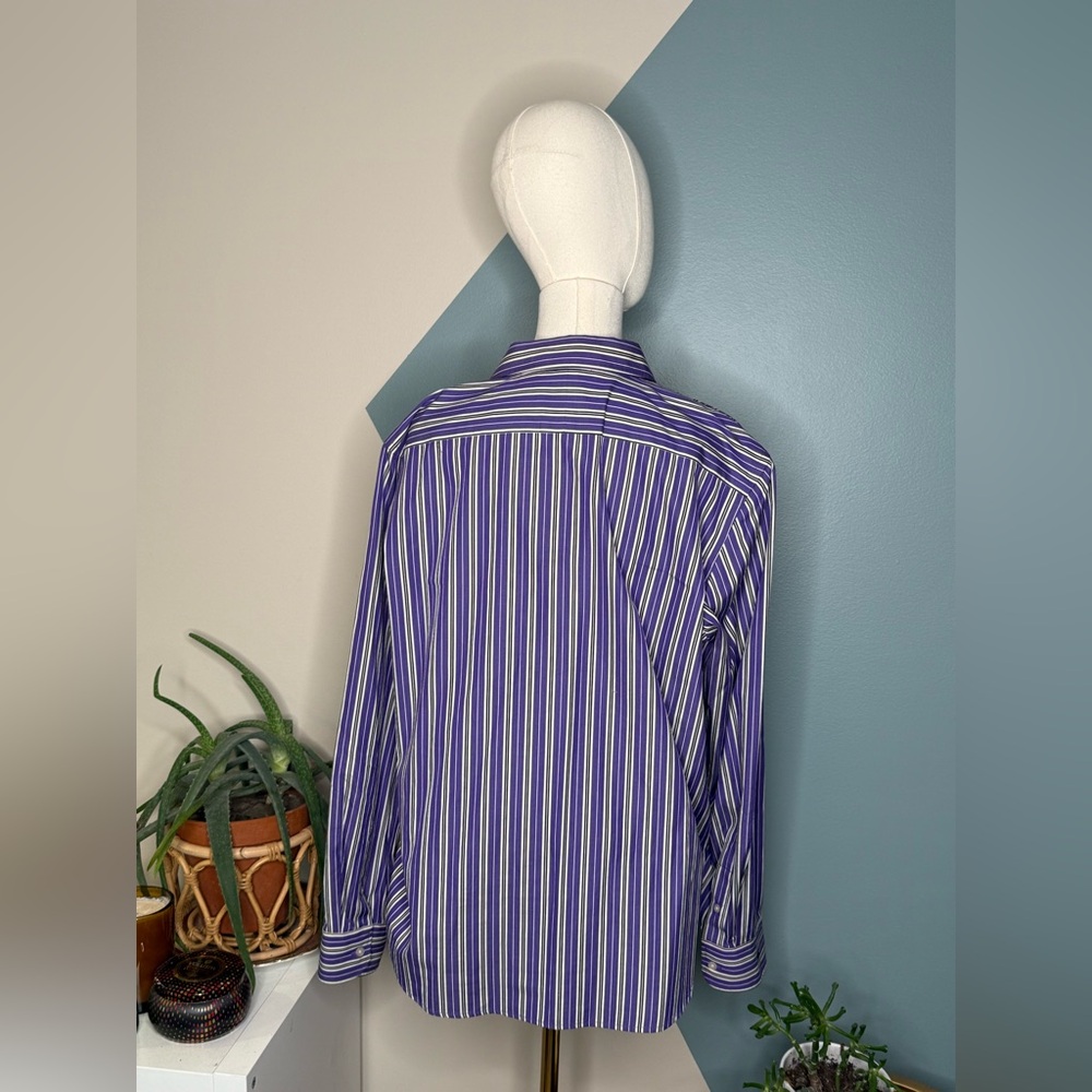Lauren Ralph Lauren Purple Striped Cotton Button Down Shirt XL classic 90 - Picture 5 of 13